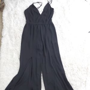 Black split leg jumpsuit